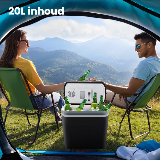 Auronic Koelbox Elektrisch 12V en 230 volt - 20L - Camping Koelkast - Auto - Koelen en Verwarmen - Frigobox - Zwart