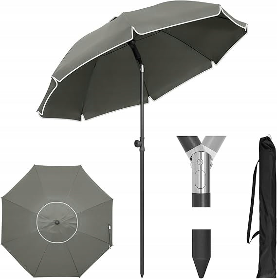 eSituro Tuinparasol Rond - Grijs - 175 cm UV-bescherming