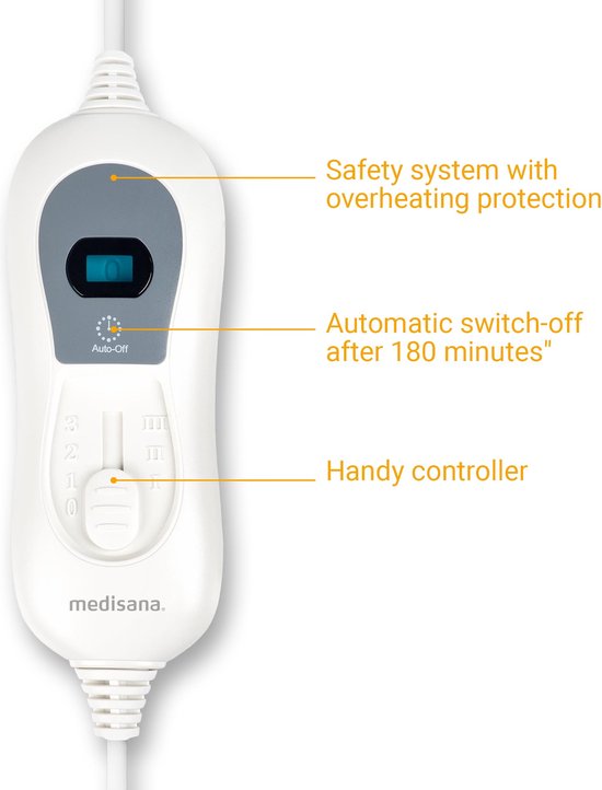medisana HU 665 Elektrische onderdeken - warmtedeken - 3 warmtestanden - 1-persoons deken - onderdeken - 80 x 150 cm- elektrische warmte onderdeken