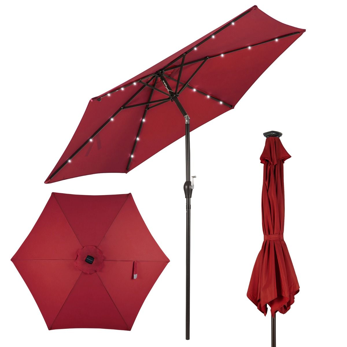 Coast Kantelbare Parasol met LED-verlichting - Zonne-energie - 2,7 m diameter - Beige