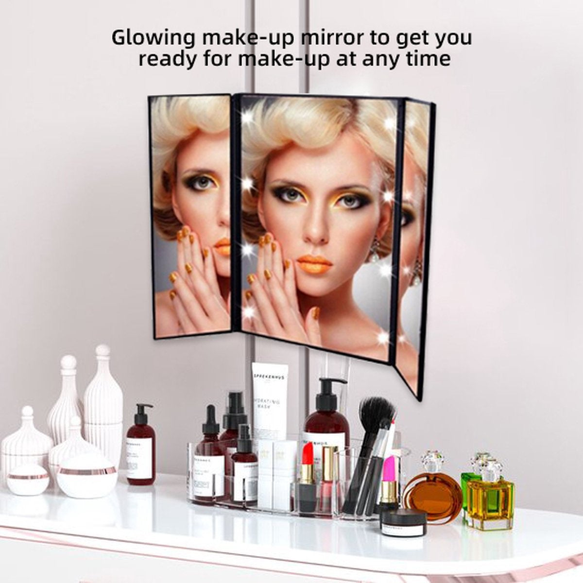 Spiegel met LED verlichting - Make-upspiegel - Zwart