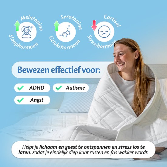 Ella Verzwaringsdeken 9 kg - OEKO-TEX Katoen Zwaartedeken 135 x 200cm - Weighted Blanket - Verzwaarde Deken - Wit