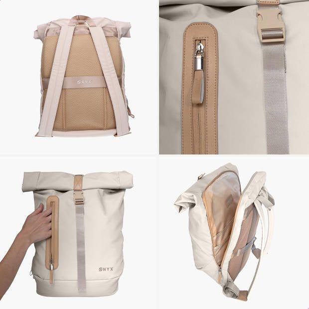 ONYX Rolltop Rugzak 25 tot 40L - Met Laptopvak - Verstelbare Rugtas - Reistas - Waterbestendig en Duurzaam - Sand