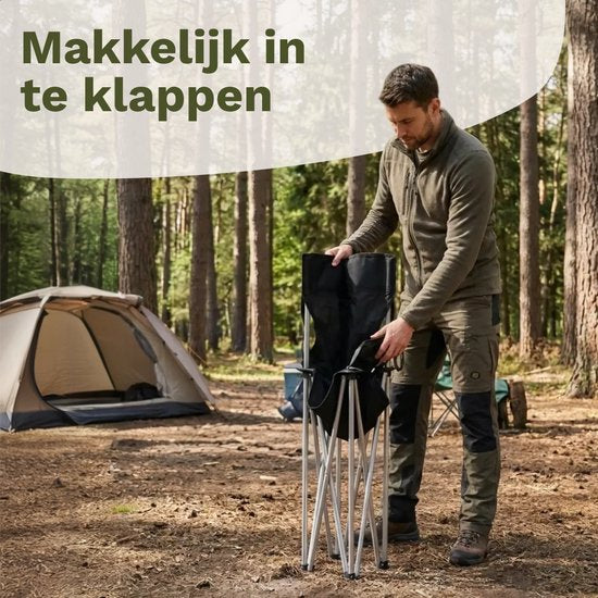 TRVLMORE Campingstoelen - Opvouwbaar - 2-Pack - 120KG Draagvermogen - Incl. Draagtas - Klapstoel - Visstoel - Kampeerstoel - Vouwstoel - Zwart