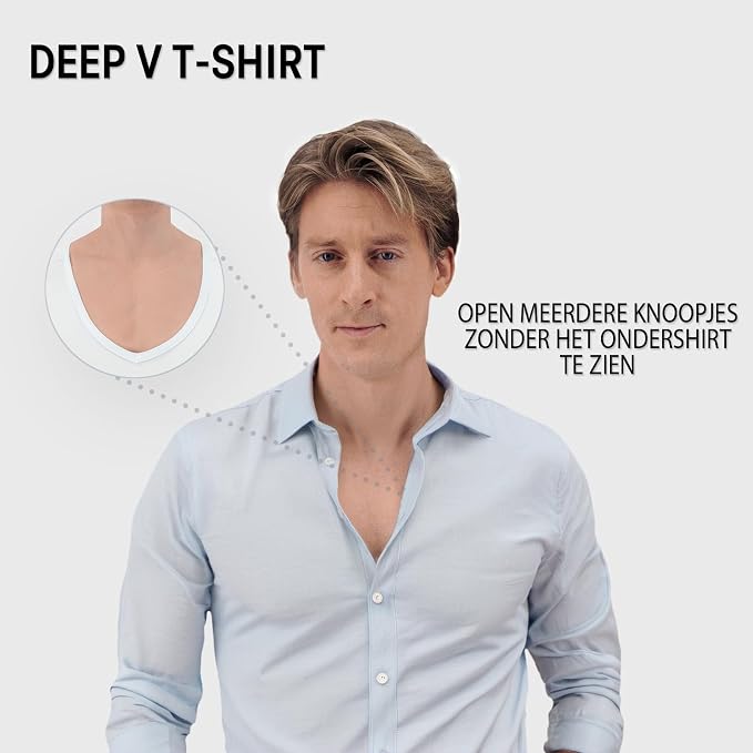 Fibershirts Anti Sweat Ondershirt Heren - Deep V-Neck - ArmPads PRO - Silver Treatment