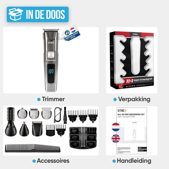 Strex Baardtrimmer - 14 in 1 Set - Draadloos & Waterbestendig - Multigroomer / Bodygroomer / Trimmer