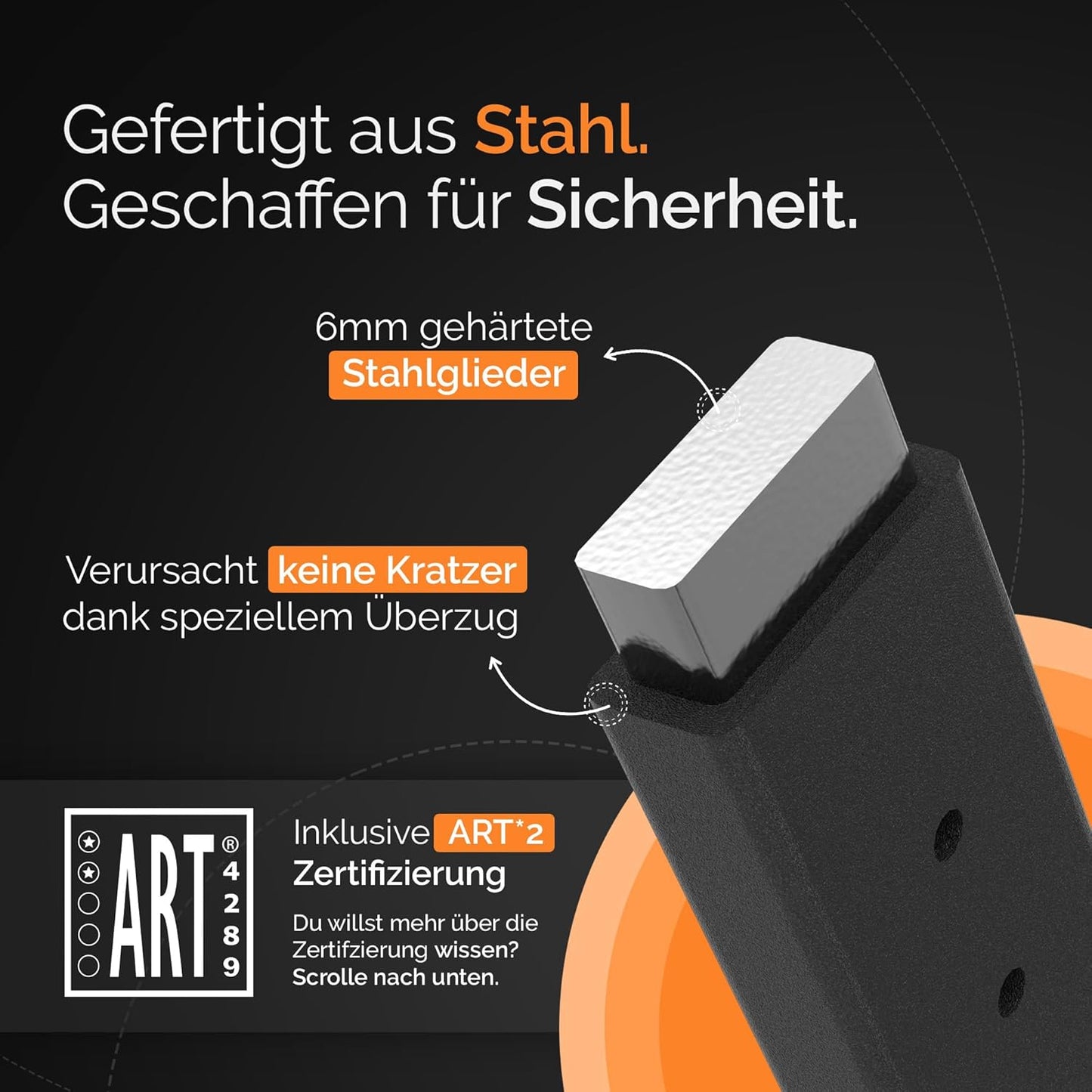 2Radwerk Fietsslot Secure Fold ART-Gecertificeerd Vouwslot - Hoge Veiligheid E-bike & Fiets - 100 cm - Zwart