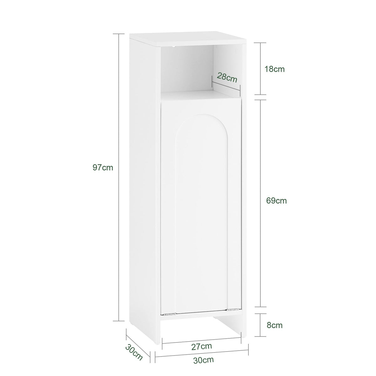 SoBuy Wasmandkast – Met Uitklapbare Waszak – max. 17 kg – 30 x 30 x 97 cm – Wit