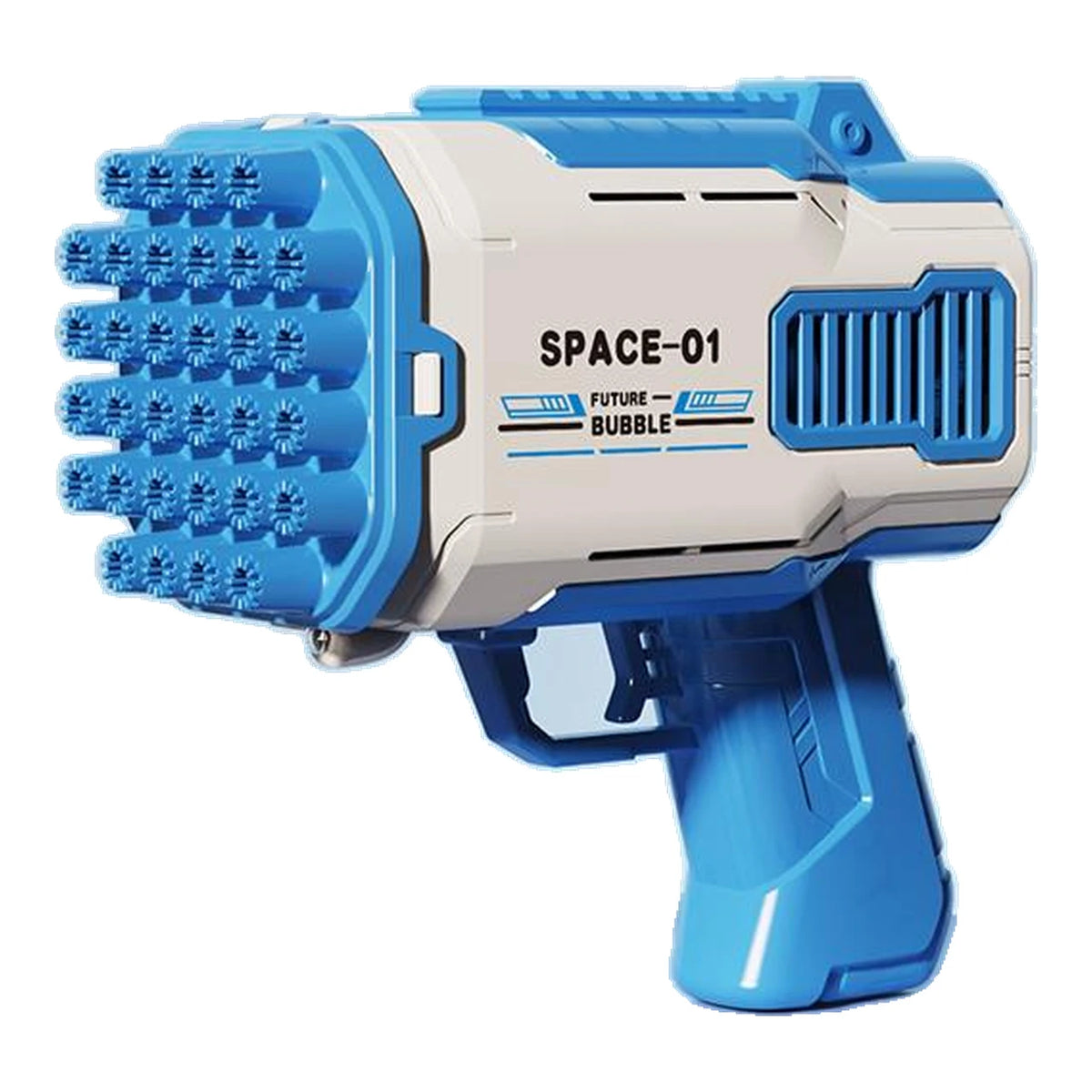 Draagbare - handzame automatische zeepbellenspuit - blauw-wit - elektrische zeepbellenspuit