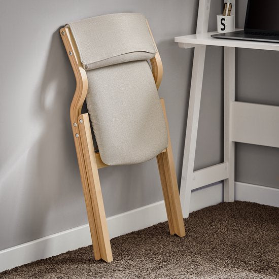 SoBuy Set van 2 Klapstoel, Bureaustoel met Gestoffeerd Zitkussen, Eetkamerstoel, Lichtgrijs, 49x80x54cm, FST40-HGx2 - voor Eetkamer, Keuken, Woonkamer of Thuiswerkplek
