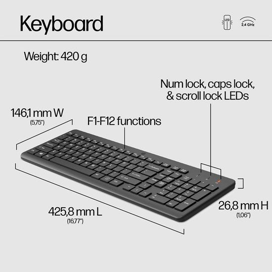 HP 330 - Draadloos Toetsenbord en Muis - Qwerty - Zwart