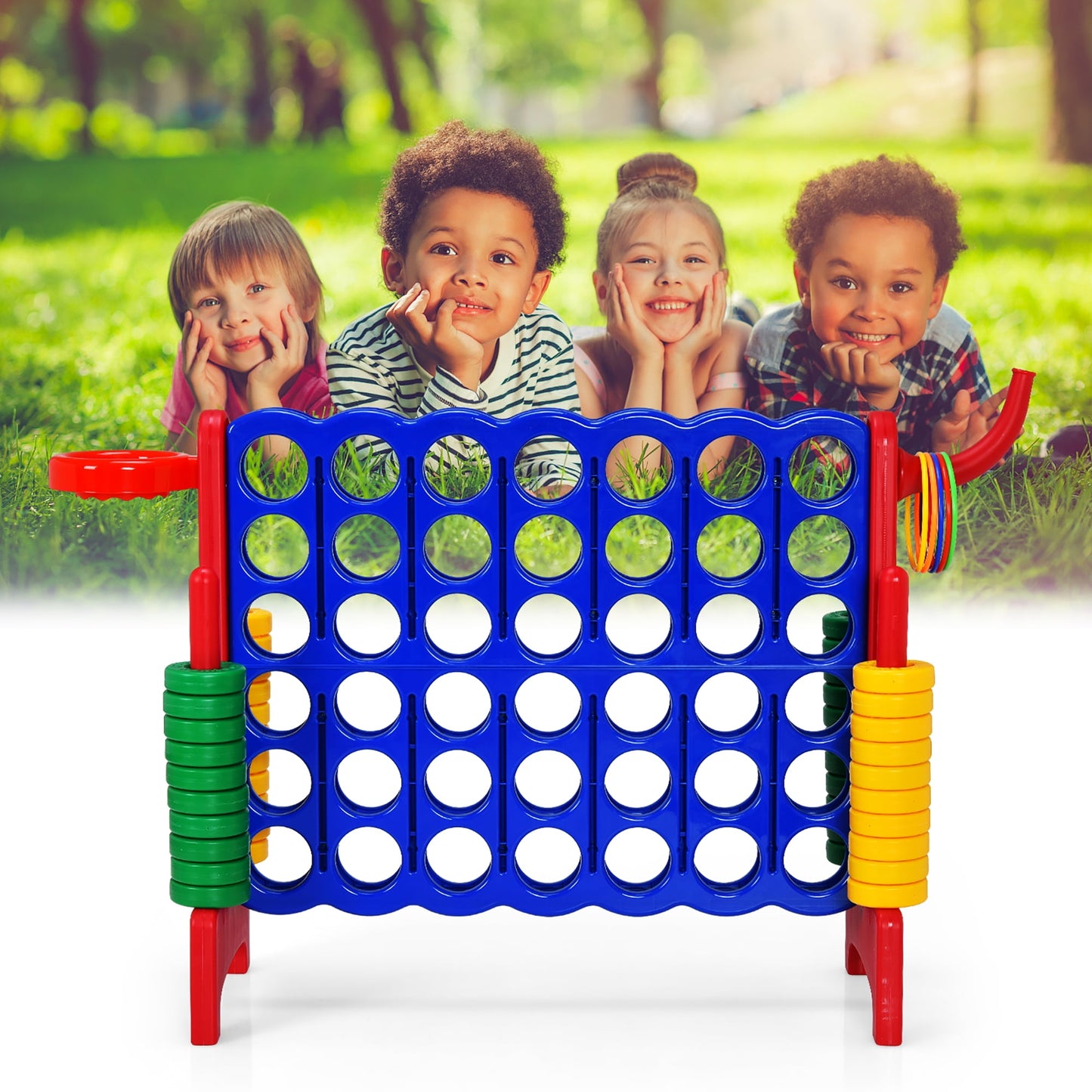 Coast Vier Op Een Rij Speelset - Extra Groot - 74 cm Hoog - blauw +rood