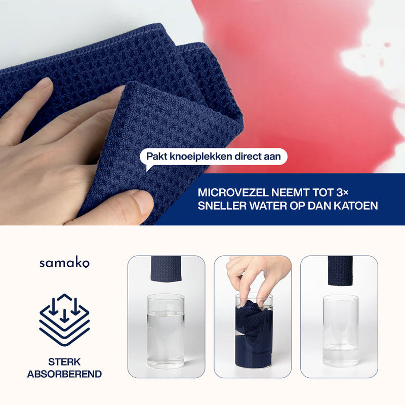 Samako Microvezeldoek 40x40 cm - Streeploos & Absorberend Schoonmaakdoek