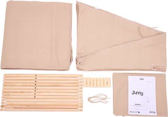 Sunny Vera Tipi Tent Sandy Beige voor kinderen – Wigwam Speeltent met raam van katoen – Tipi tent kinderen met Vloermat – 110x110x160cm – Stokken van hout