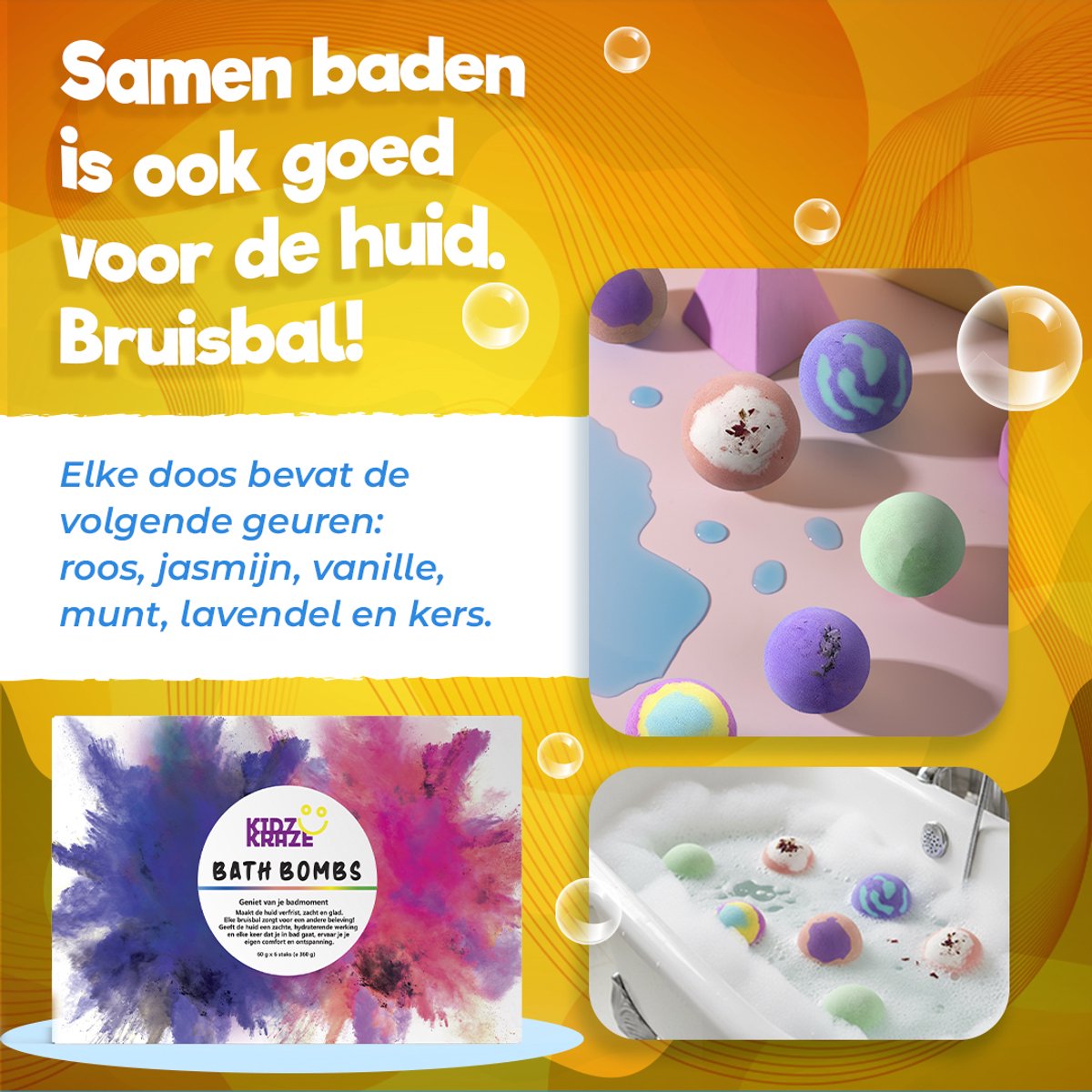 Kidzkraze Bruisballen 6 stuks - Bath Bombs voor Kinderen