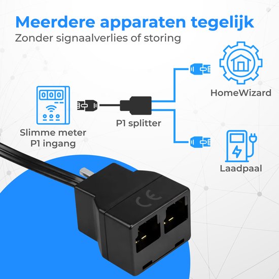 Nuvance P1 Splitter - Passief - Geschikt voor Homewizard - P1 Meter, Laadpaal, Energiemeter, Slimme Meter - RJ12 Poort