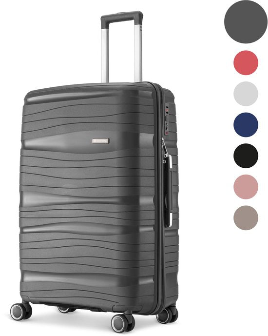 SC Travelin' Charm – 28-inch Grote Reiskoffer - Cijferslot - 41x24x69 cm - 98L - Lichtgewicht, Waterdicht & Duurzaam - Antraciet V2