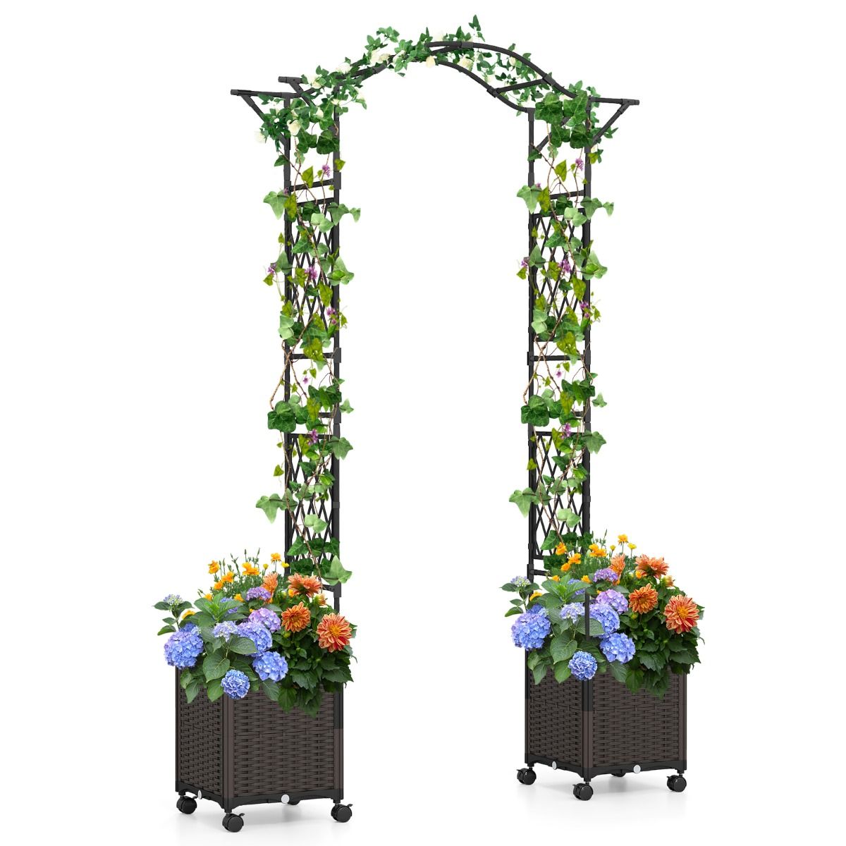 Coast Tuinboog met plantenbakken - 2-in-1 klimrek met zelfbewateringssysteem - zwart