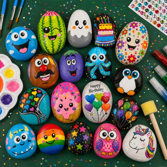 Vaive Stenen Schilderen 2109-delig – Glow in the Dark Happy Stones Knutsel Pakket – Knutselen - Knutselset voor Meisjes & Jongens - Knutselpakketten