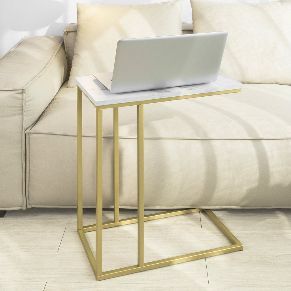 SoBuy FBT87-G Industriele Bijzettafel - Gouden Frame - 48x61x30 cm