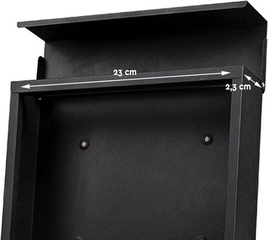 BRASQ Brievenbus Premium Zwart - Wandbrievenbus - Incl. Montagemateriaal & 2 Sleutels - met Krantenvak en Slot - RVS