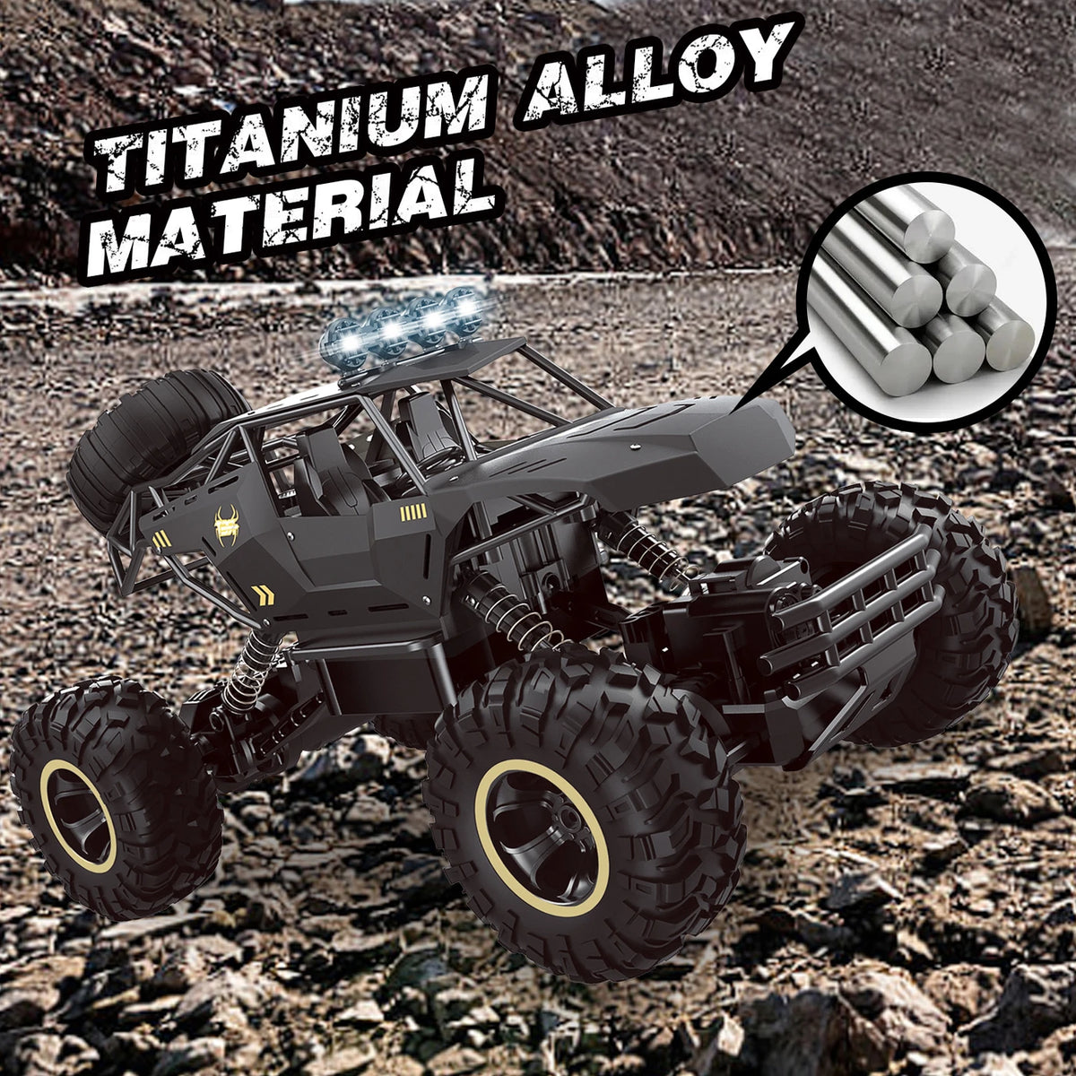 4DRC RC Monstertruck 1:12 - Off-Road 4WD - Metalen Behuizing, LED-Koplampen, 2 Accu's