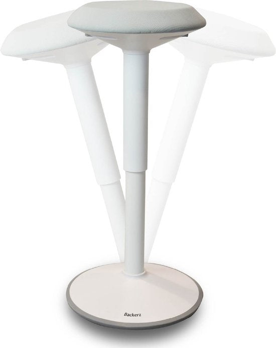 Bckz Wiebelkruk Wit | Hoogte 40-60cm | Balanskruk | Zit-sta kruk | Ergonomische bureaustoel | zadelkruk