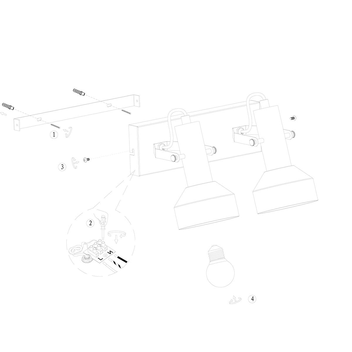 Spot plafondlamp Acier 3338ZW Zwart 2 x E27 fitting, Draaibaar en kantelbaar, Kunststof en Metaal, Modern, Mexlite
