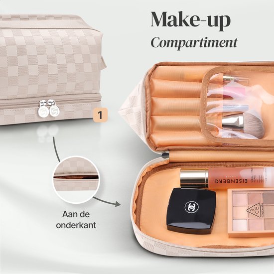 SC Travel Essentials - Toilettas en Make-up Organizer - Waterdicht en Compact - Geschikt voor Reis en Dagelijks Gebruik - Unisex - Lichtroze