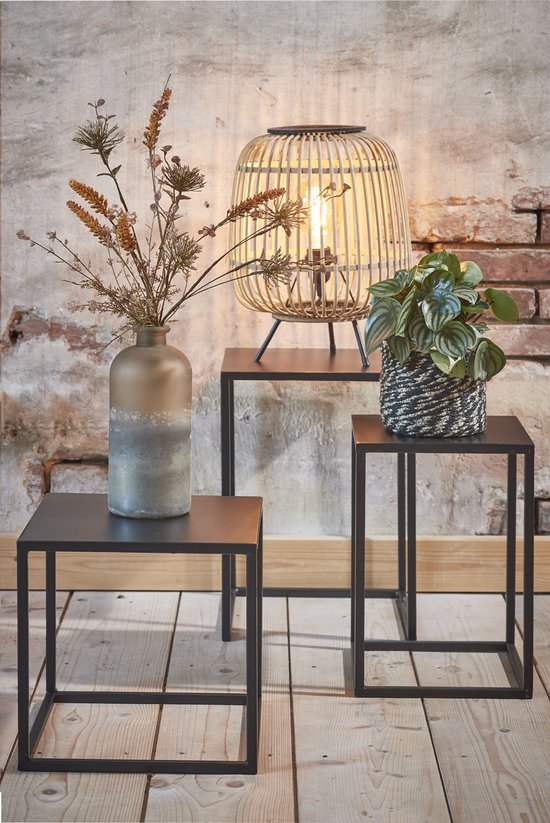 Mica Decorations - Nimes Tafellamp - H37 x Ø29 cm - Bamboe - Lichtbruin