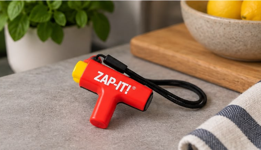 NoMasQuito Zap-It! Muggenbeet Verlichter - Piezo-elektrisch - Zonder Batterijen - Rood/Geel - 17 x 8 x 2,3 cm