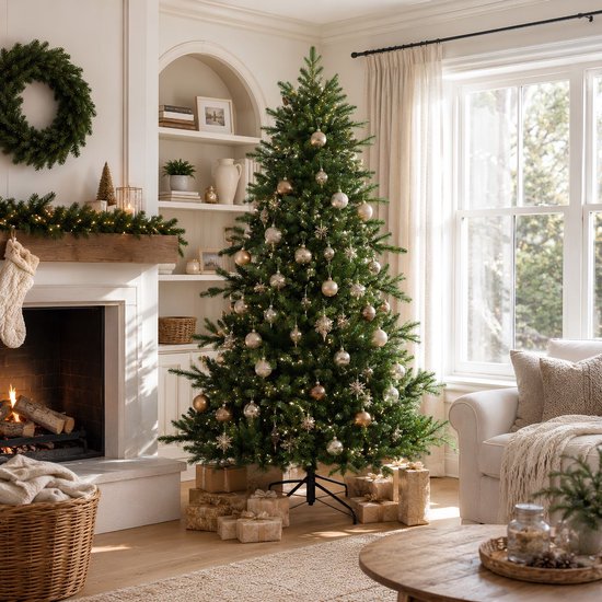 Black Box Trees Brampton Boom - Kerstboom met Natuurlijke Vorm - Kerstversiering voor Woonkamer en Kantoor - Kunstboom van PE Naalden - Hoogte 230 x Diameter 147 cm - Groen