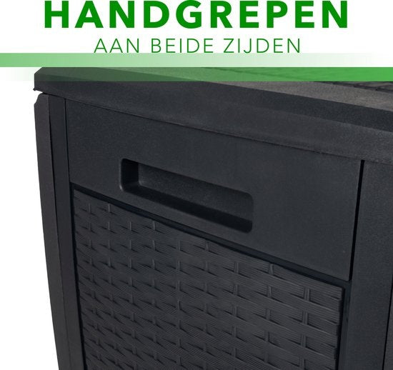 Lifetime Garden Opbergbox - Tuinkussenbox met Wielen - 310L - Zwart