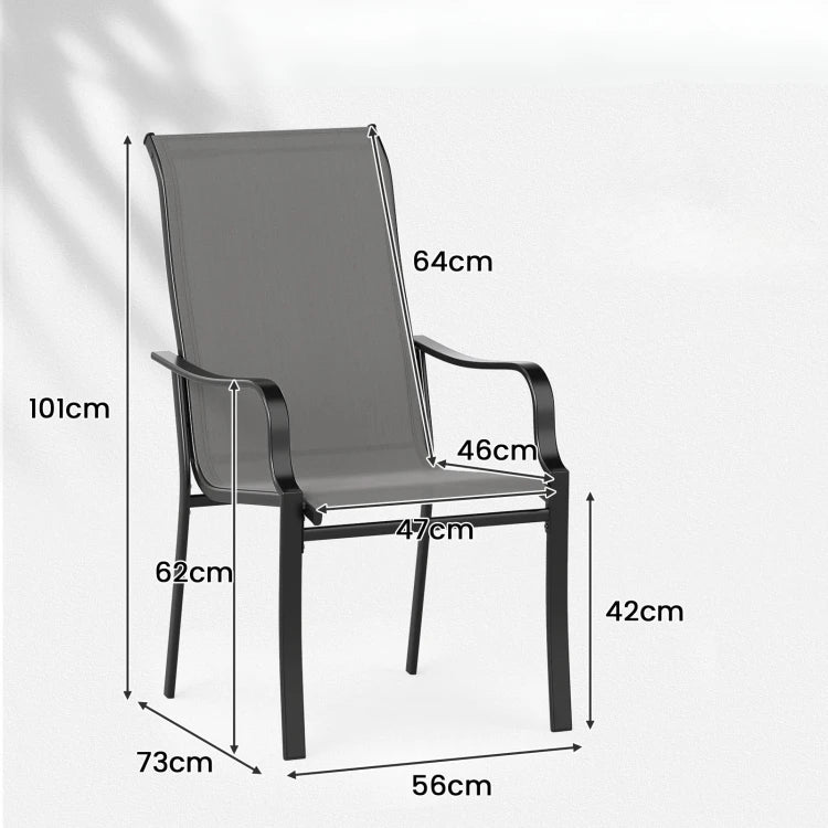 Coast Tuinstoelen - Set van 2 - Hoge Rugleuning - Hoofdsteun - 150 kg - Grijs