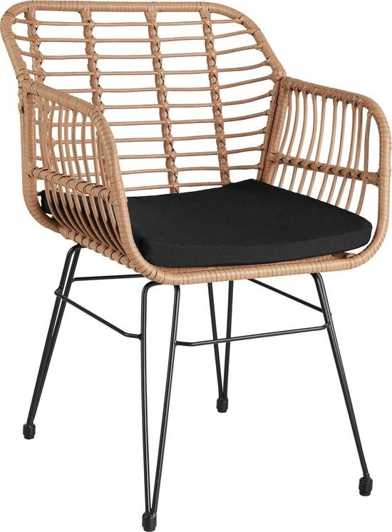 tectake® - outdoor wicker zitgroep, meubel voor 2 personen, 3-delig. Bistroset, balkonmeubel, tuinmeubelset met 2x stoelen + tafel, kleine lounge weerbestendig voor tuin, balkon of terras - natuurkleur - poly-rattan