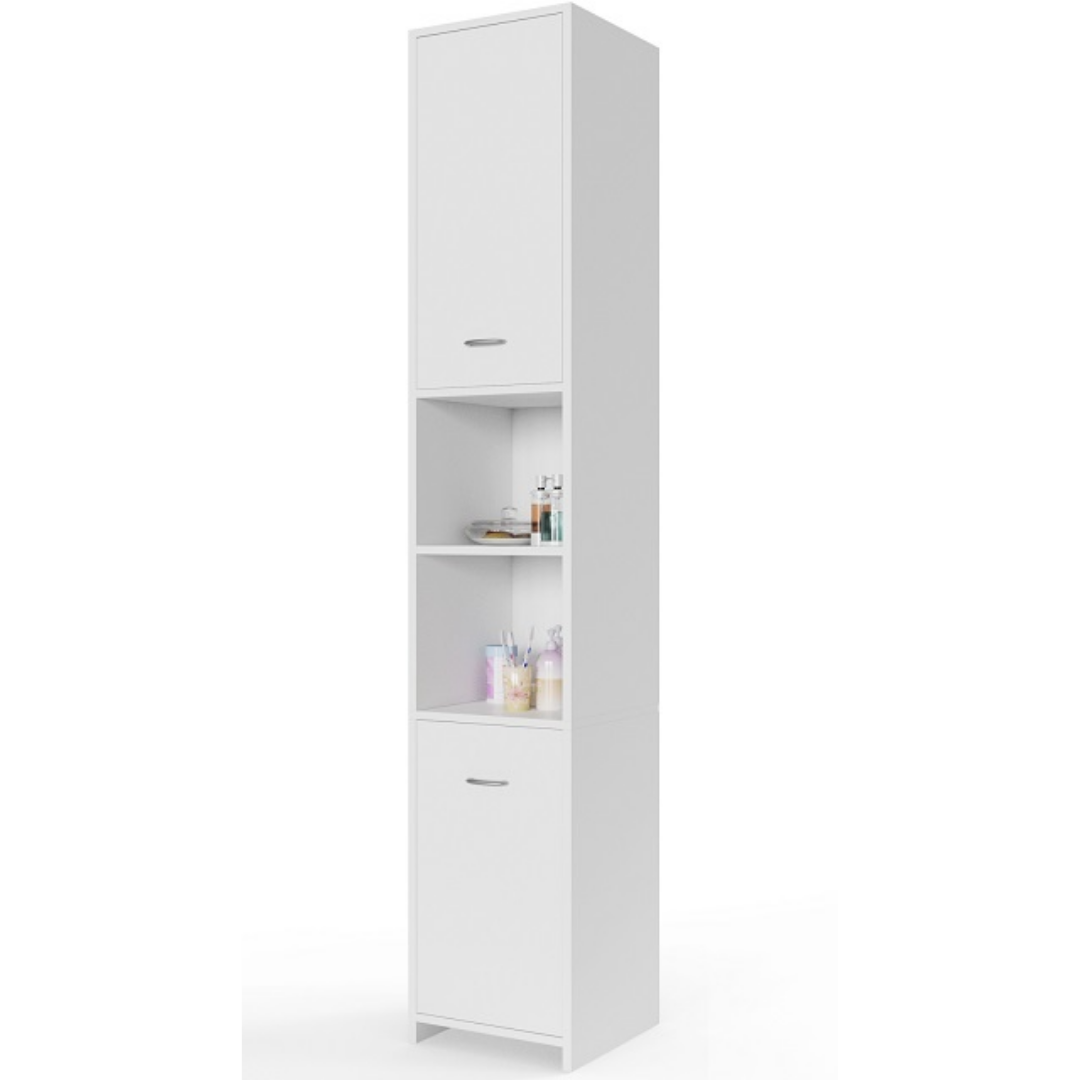 Casaria Badkamerkast - 6 Vakken 2 Deuren Slank en Elegant - MDF/ Spaanplaat - Wit