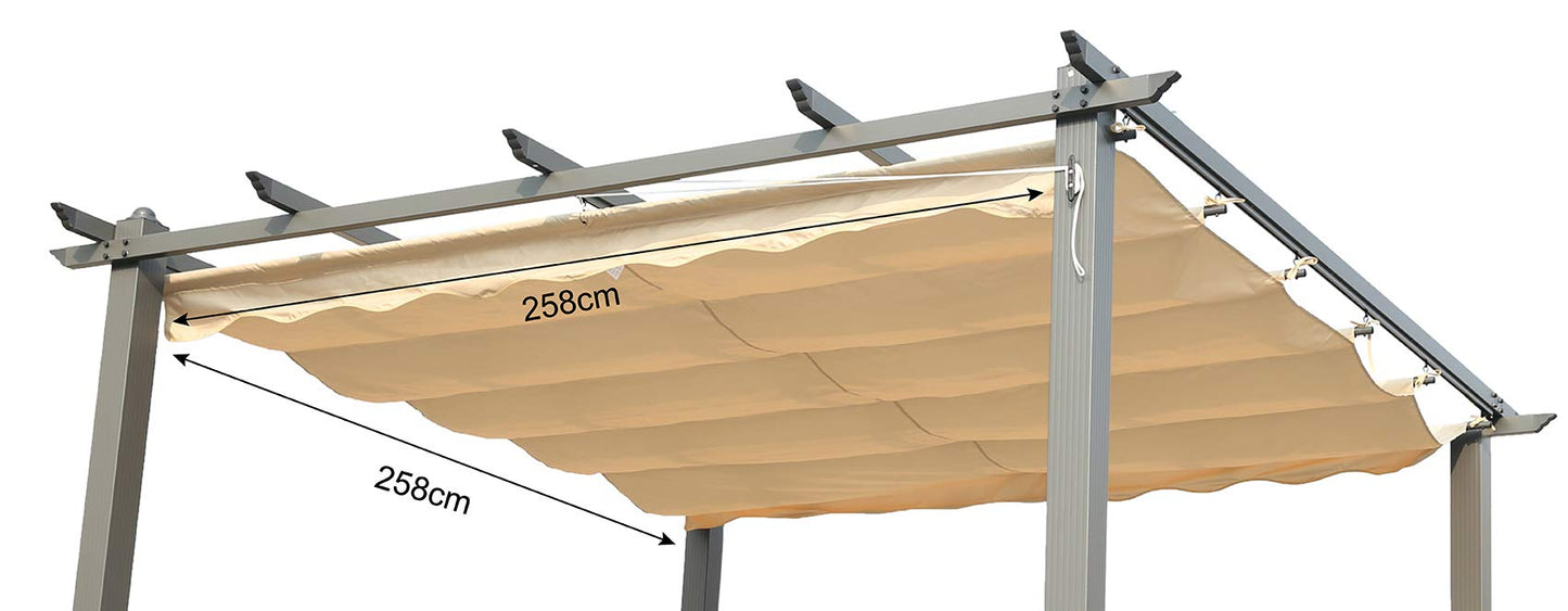 Angel Living vervangend dakdoek - pergola en gazebo - polyester - 3 x 3 m - beige - 258 x 258 cm