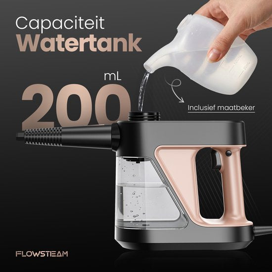 FLOWSTEAM® 7-in-1 Krachtige Handstoomreiniger - Stoomreiniger – Vlekkenreiniger - Handstomer - Voor Badkamer, Keuken, Bank & Meubels - 4 Bar & 110°C Stoom