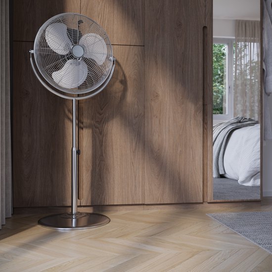 Statiefventilator XL 45 cm – Metalen Behuizing – Krachtige Luchtstroom – 3 Snelheden – Oscillerend – Tristar VE-5975