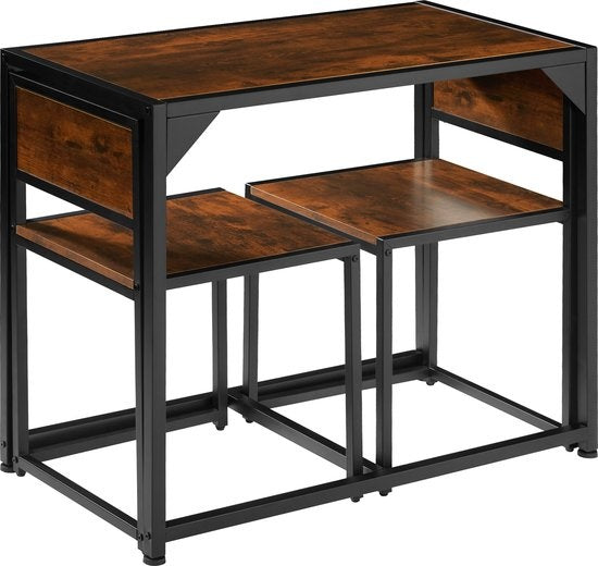 tectake® - Zitgroep Milton - Eetkamerset - Compact op te bergen - industrial dark - 404356