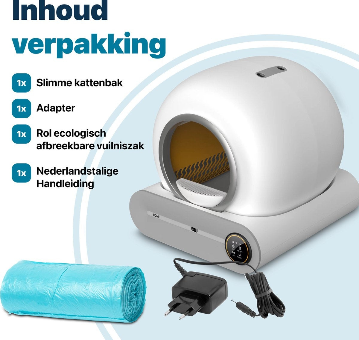 BOME Automatische Kattenbak - Zelfreinigende Kattenbak - Met App en Touchscreen - 65L