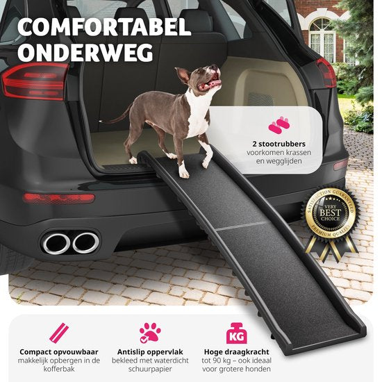 tectake® - Hondenloopplank Paw Step - Loopplank Hondentrap - Trap Hond - inklapbaar en antislip, tot 90kg
