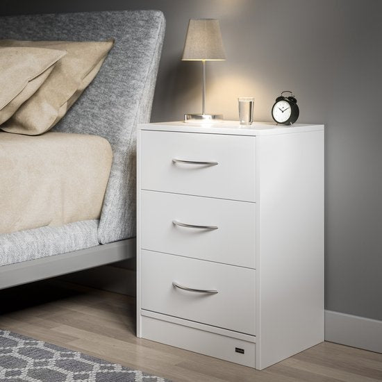Casaria Nachtkastje Eloise – 3 Laden 54x39x28cm – Wit