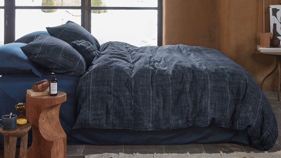Vtwonen Vintage Indigo dekbedovertrek - Lits-Jumeaux - 240x200/220 - Donker Blauw