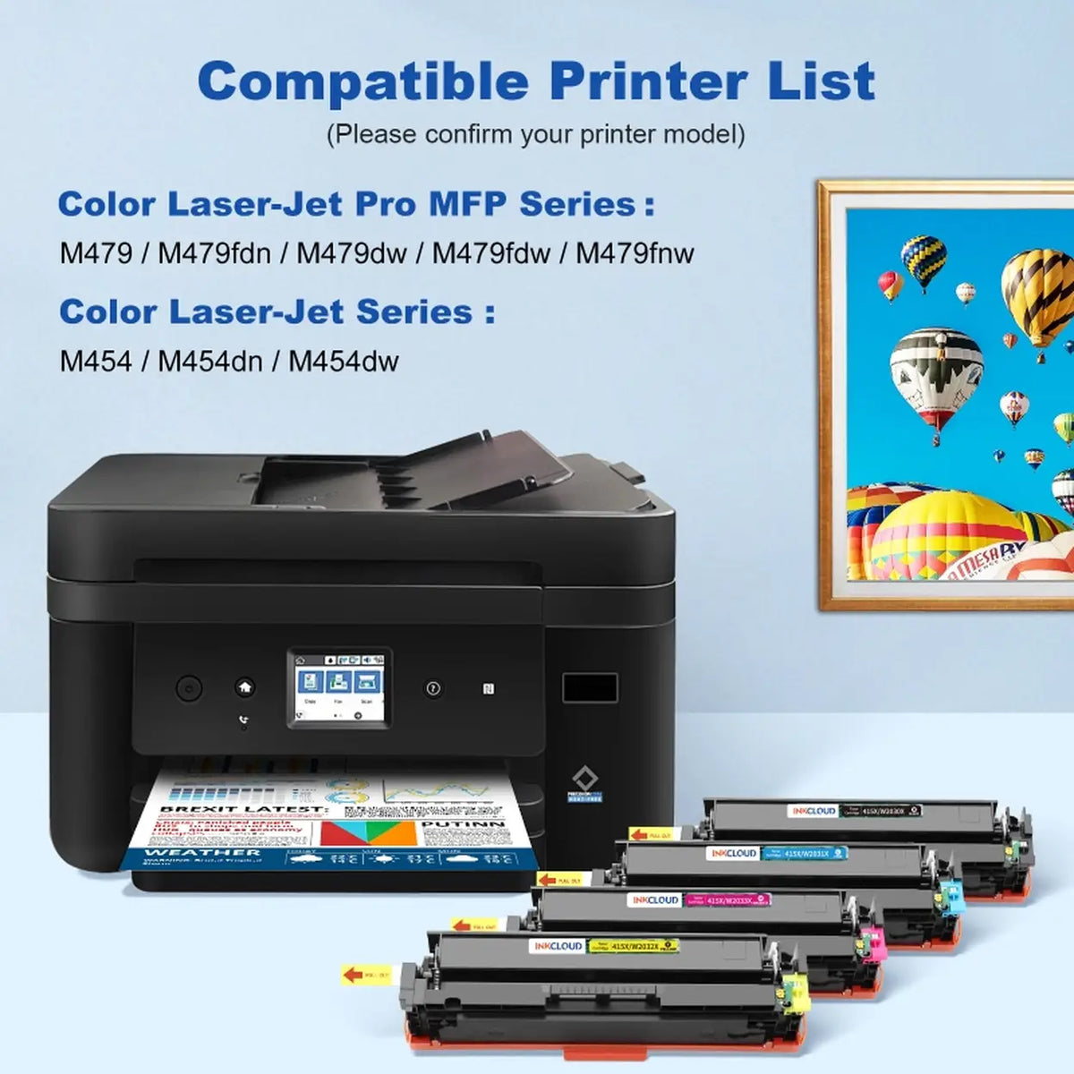 Inkcloud 415A Tonerset met Chip - 4 Kleuren - Compatibel met HP M454 en M479fdw