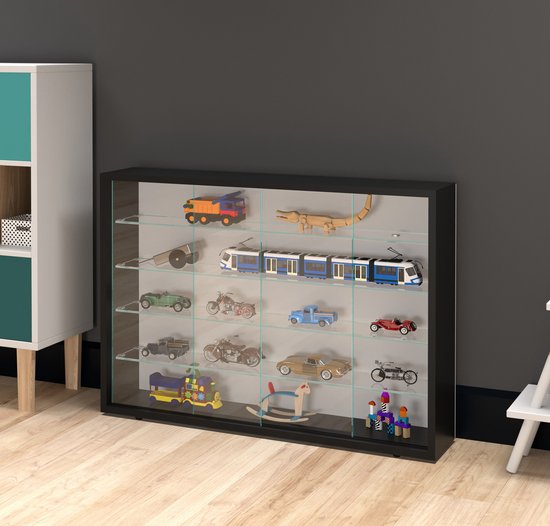 Vitrinekast staande hangende wandvitrine - schuifdeuren - 75 x 55 x 14 cm