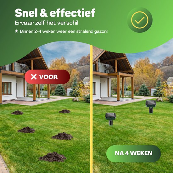 Vulpes Goods® Verjager - Mollenverjager - 4 stuks - Muizenverjager - Mollenbestrijding - Werkt op zonne-energie - Waterdicht - Diervriendelijk - Strakke tuin, gazon of perceel!
