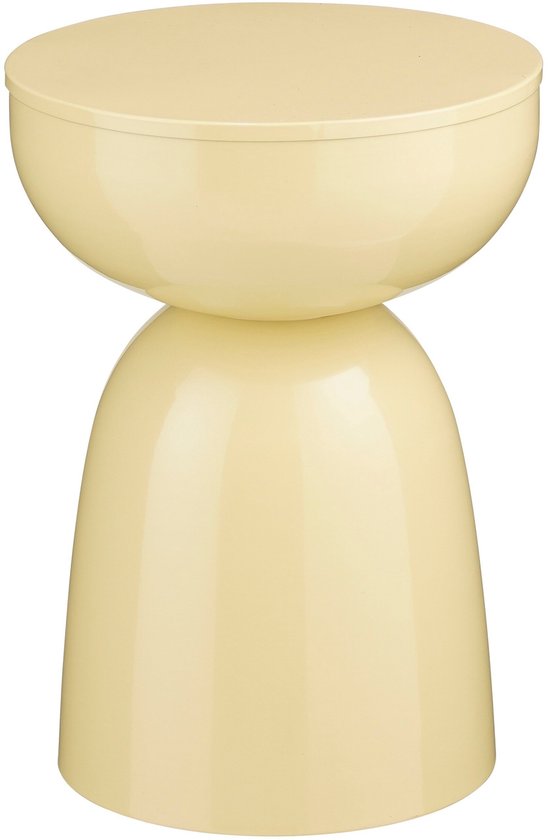 Mica Decorations Elliot Bijzettafel - Bijzettafel Rond H45 x Ø32 cm - Bijzettafeltje voor Woonkamer of Slaapkamer - Ideaal als Plantentafeltje - IJzer met Poedercoating - Beige