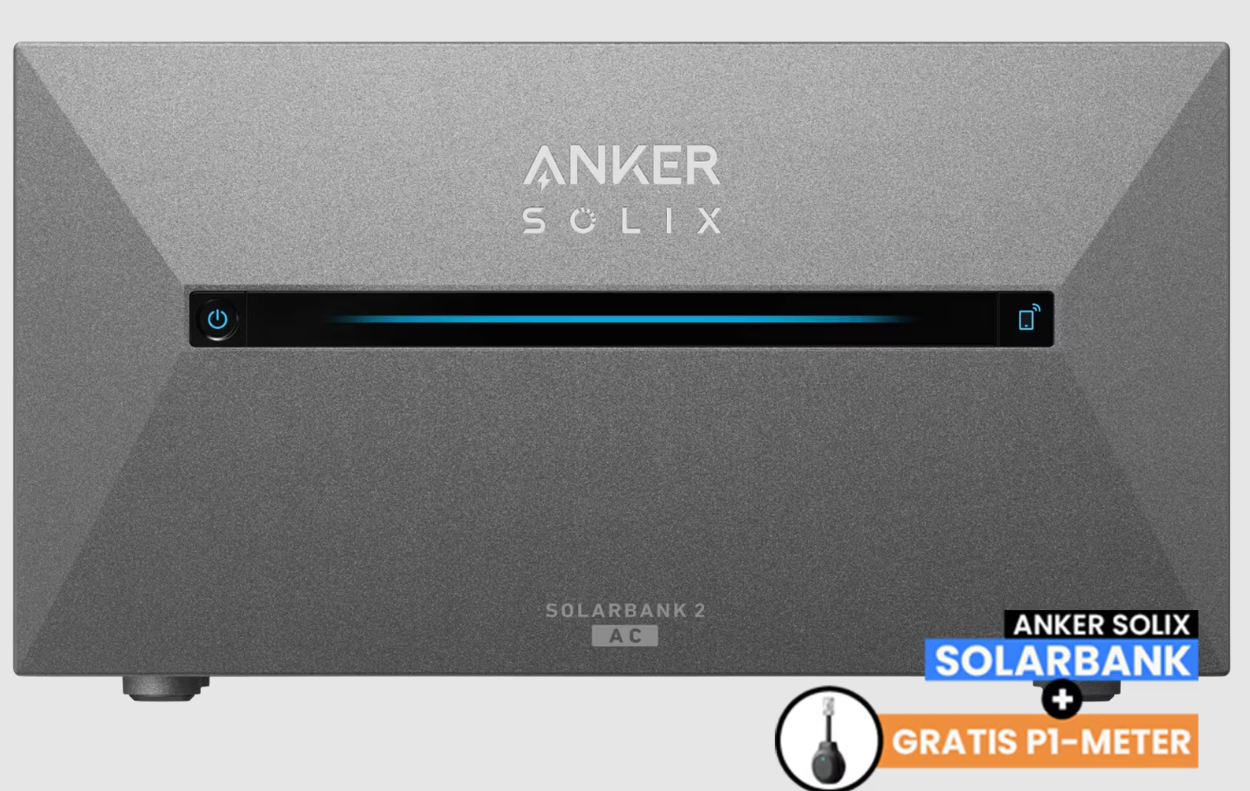 Anker SOLIX Solarbank 2 - Stroomopslag van zonnepanelen -  E1600 AC - Zwart/Grijs