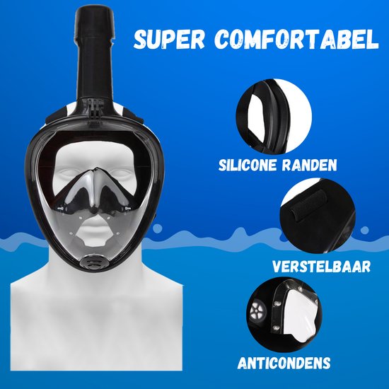 Vertrex Duikbril met Snorkel L/XL - Snorkel - Duikmasker Volwassenen en Kinderen - Snorkelmasker Kind - Snorkelmaskers